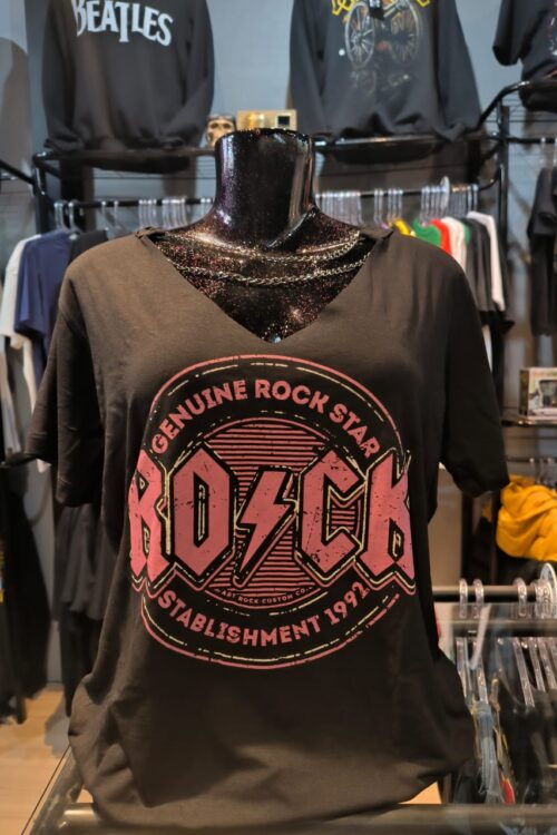 Baby Look Ac/Dc Rosa Corrente (Artrock)